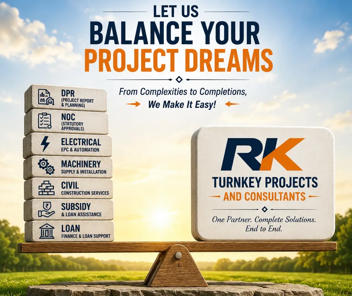 RK Turnkey Projects & Consultants Industrial Engineering Consultants Turnkey EPC Company India Factory Setup Consultants Industrial Plant Design Electrical Engineering Consultants Fire Protection Consultants Automation Engineering Services Cattle Feed Plant Consultants Food Processing Plant Consultants